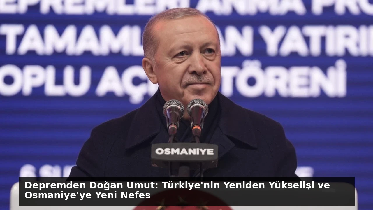 Depremden Doğan Umut: Türkiye’nin Yeniden Yükselişi ve Osmaniye’ye Yeni Nefes