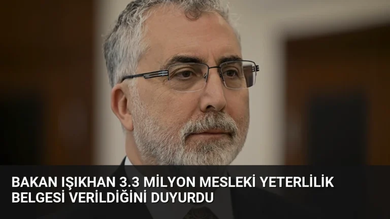 Bakan Işıkhan 3.3 Milyon Mesleki Yeterlilik Belgesi Verildiğini Duyurdu