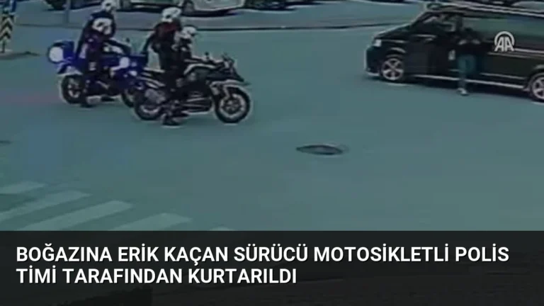 Boğazına Erik Kaçan Sürücü Motosikletli Polis Timi Tarafından Kurtarıldı