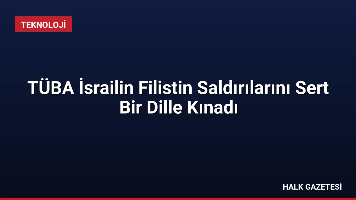 TÜBA İsrailin Filistin Saldırılarını Sert Bir Dille Kınadı