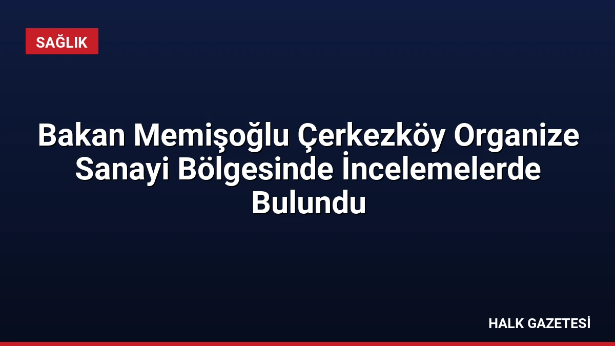 Bakan Memişoğlu Çerkezköy Organize Sanayi Bölgesinde İncelemelerde Bulundu