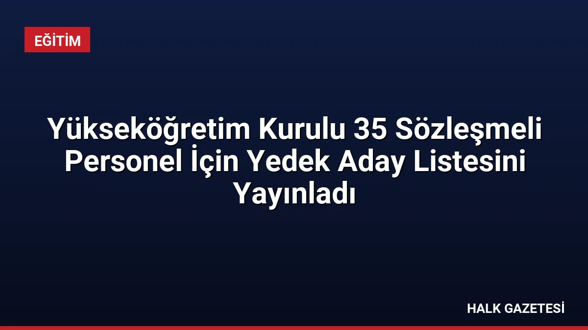 Yükseköğretim Kurulu 35 Sözleşmeli Personel İçin Yedek Aday Listesini Yayınladı