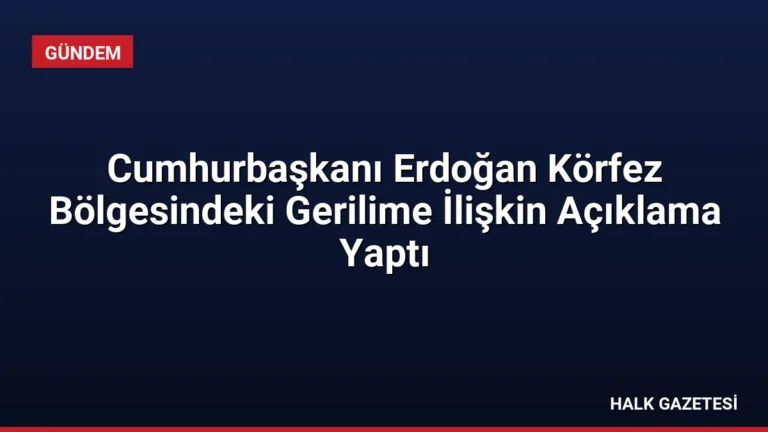 Cumhurbaşkanı Erdoğan Körfez Bölgesindeki Gerilime İlişkin Açıklama Yaptı