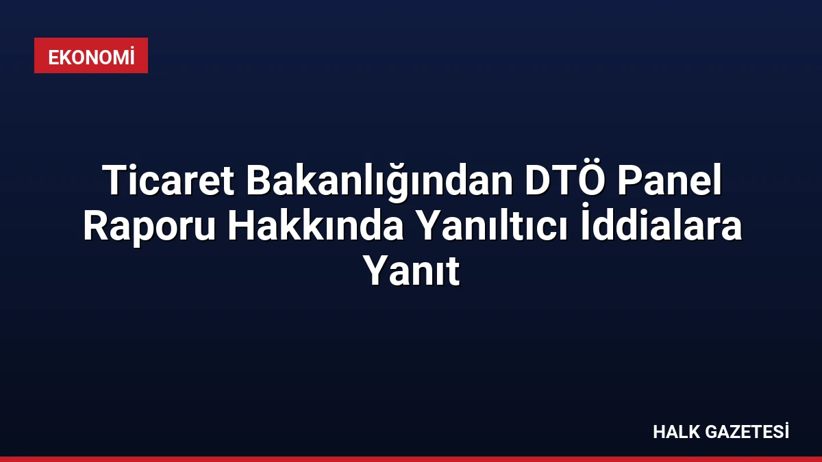 Ticaret Bakanlığından DTÖ Panel Raporu Hakkında Yanıltıcı İddialara Yanıt