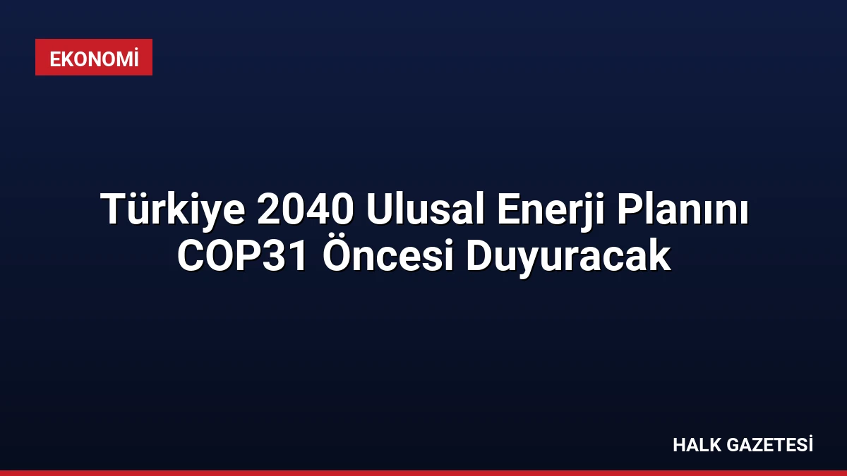 Türkiye 2040 Ulusal Enerji Planını COP31 Öncesi Duyuracak