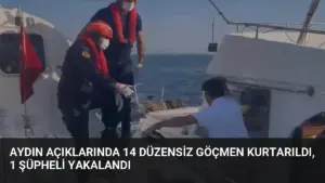 Aydın Açıklarında 14 Düzensiz Göçmen Kurtarıldı, 1 Şüpheli Yakalandı