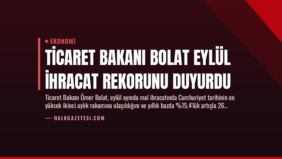 Ticaret Bakanı Bolat Eylül İhracat Rekorunu Duyurdu