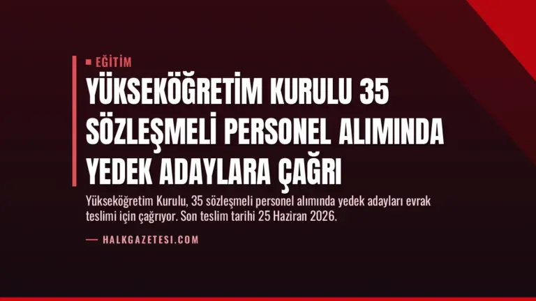 Yükseköğretim Kurulu 35 Sözleşmeli Personel Alımında Yedek Adaylara Çağrı